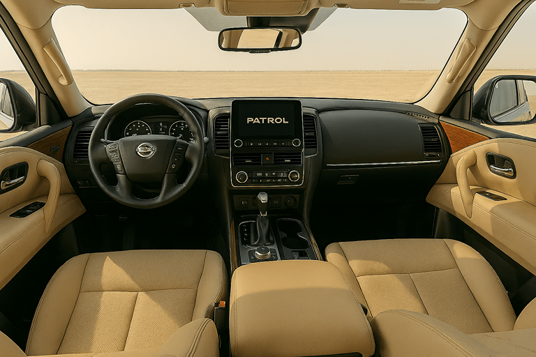 Luxury SUV interior – Nissan Patrol rental in UAE