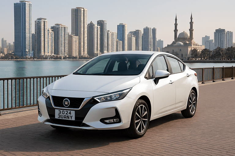 Affordable Nissan Sunny monthly car rental in Sharjah