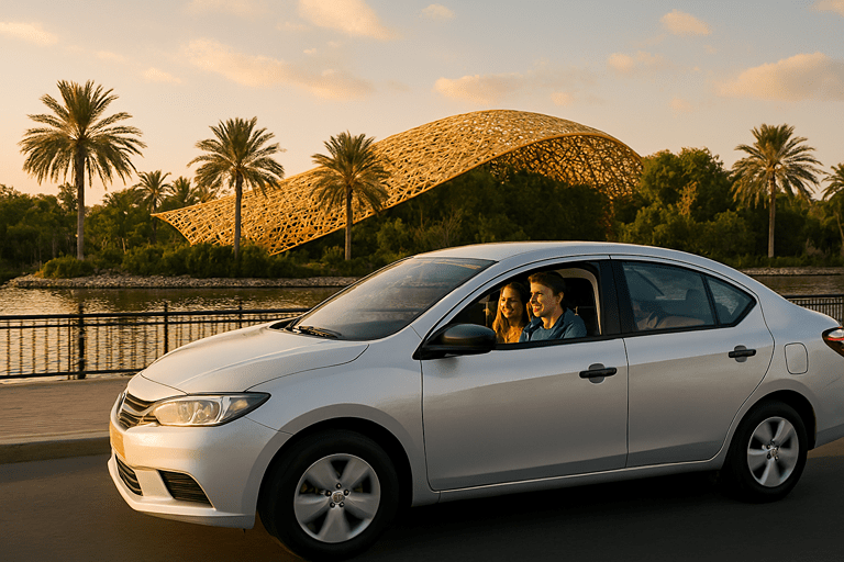 Tourists renting cars in Sharjah for sightseeing