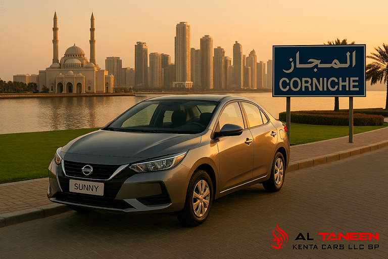 Nissan Sunny 2024 for rent per day in Sharjah - Al Taneen Rent A Car