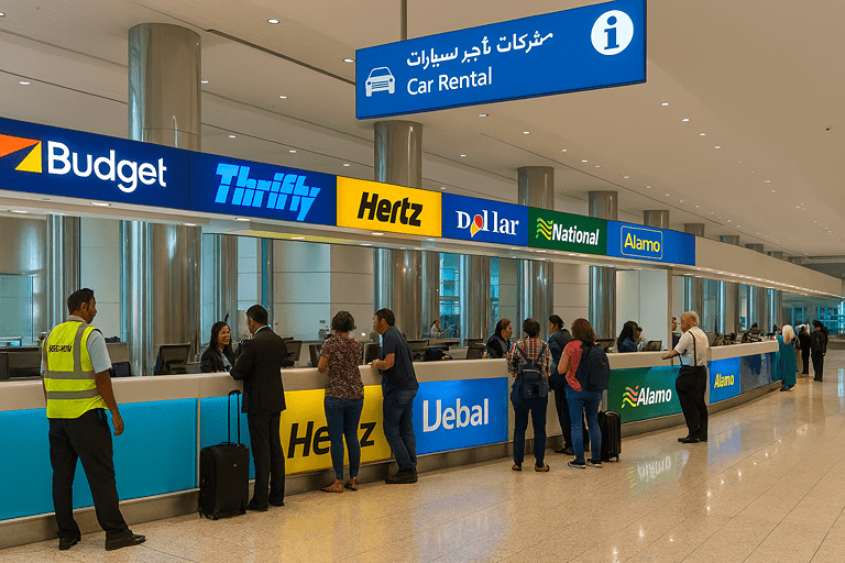 Dubai airport car rental counter